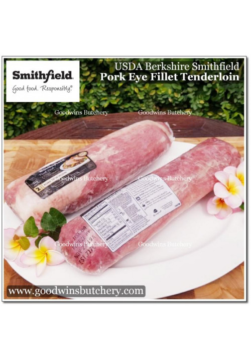 Pork eye fillet mignon TENDERLOIN has dalam babi frozen USDA SMITHFIELD no added hormones/steroids +/- 1.2kg/pack 2pcs (price/kg)